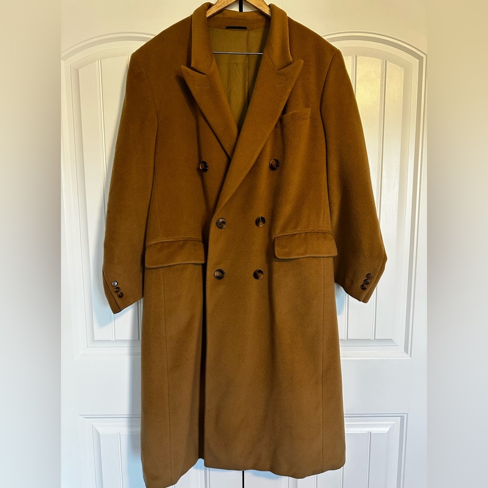 Yves Saint Laurent Men's Camel Double-Breasted Trench Coat